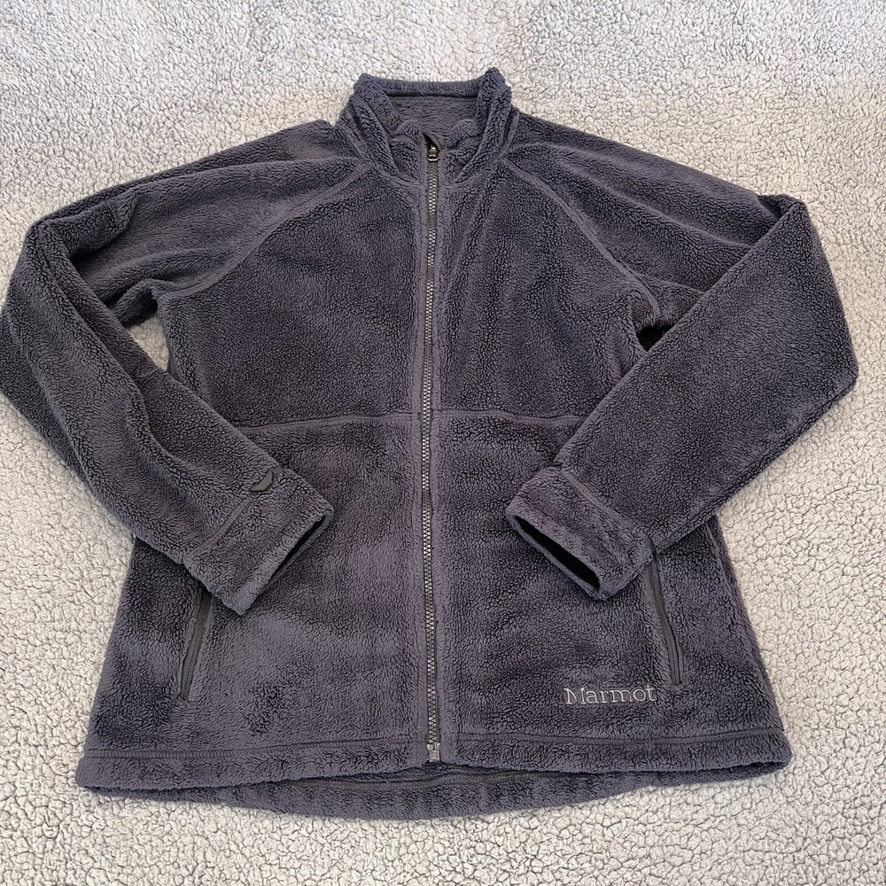 Marmot Fleece Jacket‎ Girls XL Gray Full Zip High Pile Soft Warm Outdoor Hike